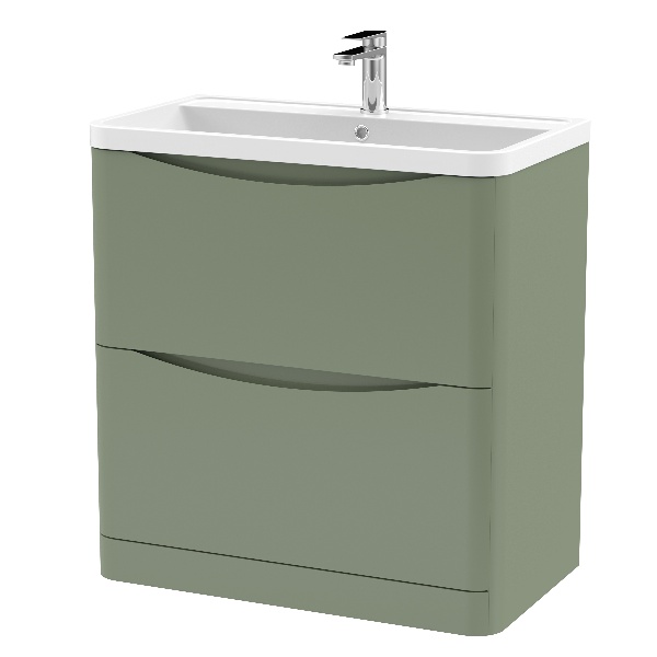 800mm Floor Standing 2 Drawer Vanity & Polymarble Basin