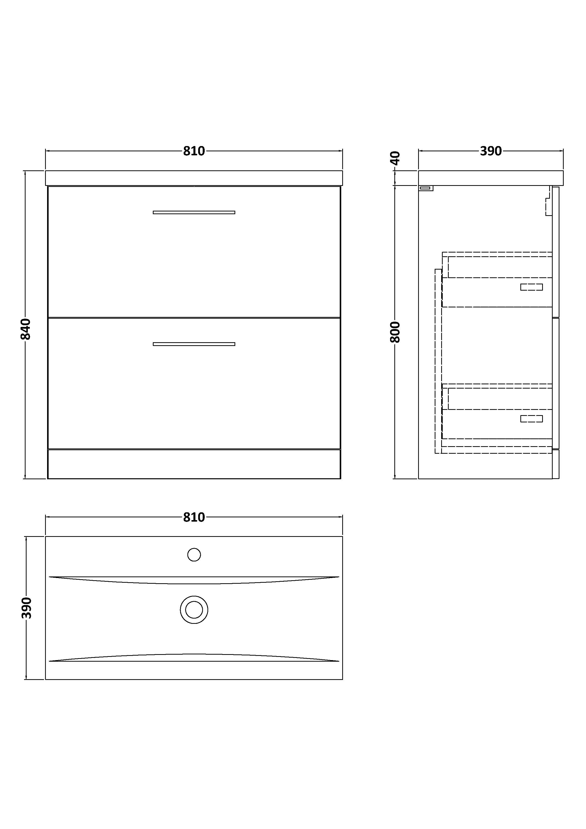 800mm Floor Standing 2 Drawer Vanity & Basin 1