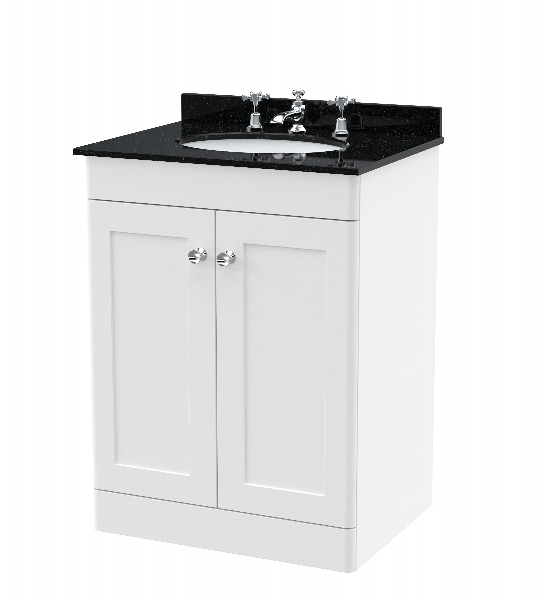 600mm Floor Standing 2 Door Vanity & Marble Top 3TH