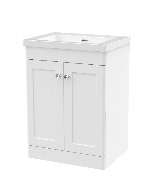 600mm Floor Standing 2-Door Vanity with Basin - 0 Tap Hole