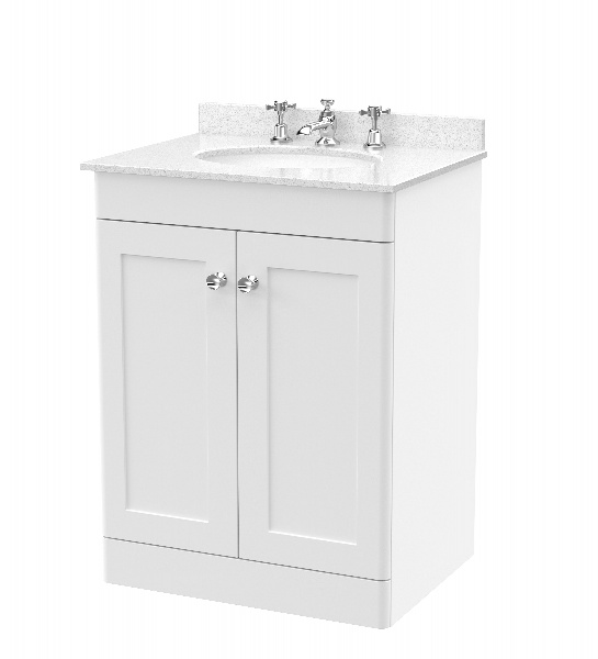 600mm Floor Standing 2 Door Vanity & Marble Top 3TH