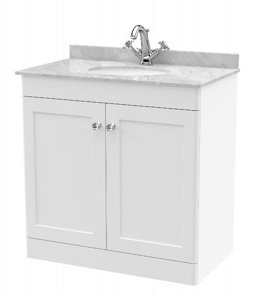 800mm Floor Standing 2 Door Vanity & Marble Top 1TH