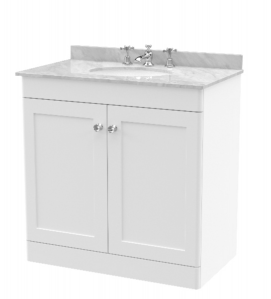 800mm Floor Standing 2 Door Vanity & Marble Top 3TH