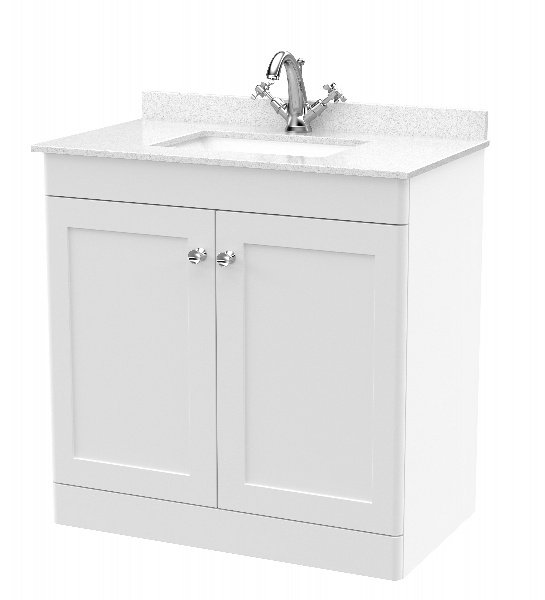 800mm Floor Standing 2 Door Vanity & Marble Top 1TH