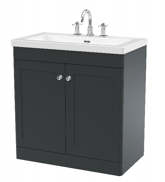 800mm Floor Standing 2-Door Vanity with Basin - 3 Tap Hole