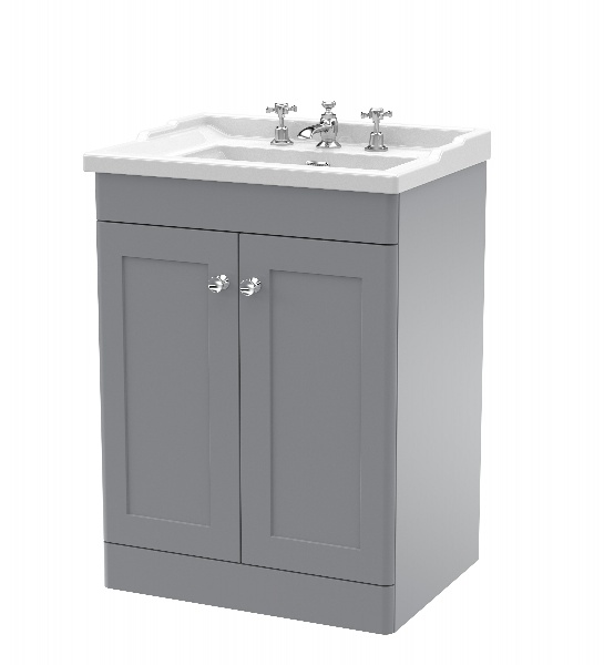 600mm Floor Standing 2 Door Vanity & Basin 3TH