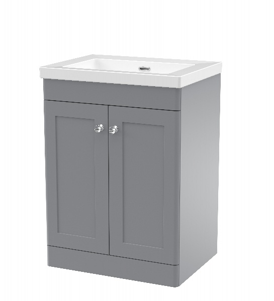 600mm Floor Standing 2-Door Vanity with Basin - 0 Tap Hole