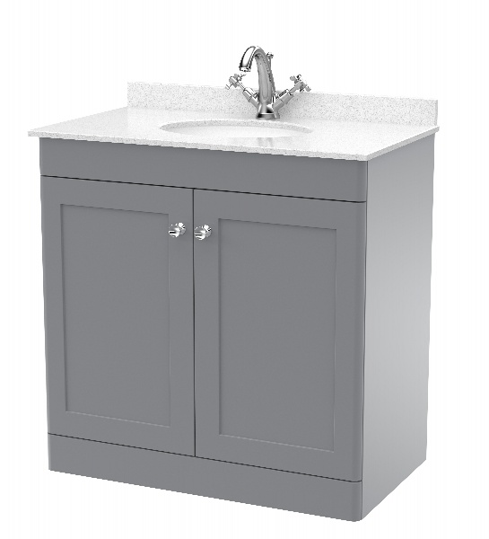 800mm Floor Standing 2 Door Vanity & Marble Top 1TH