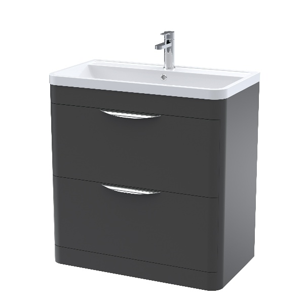 800mm Floor Standing 2 Drawer Vanity & Polymarble Basin