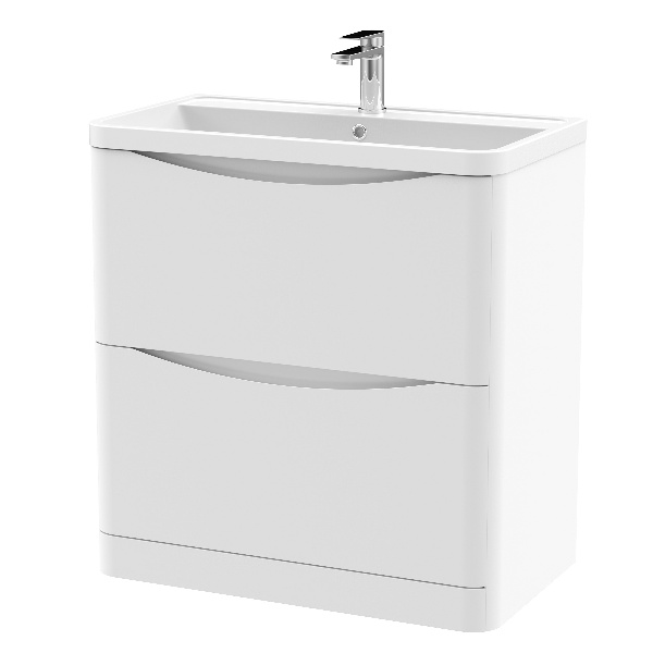 800mm Floor Standing 2 Drawer Vanity & Polymarble Basin