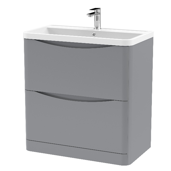 800mm Floor Standing 2 Drawer Vanity & Polymarble Basin