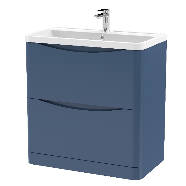 800mm Floor Standing 2 Drawer Vanity & Polymarble Basin