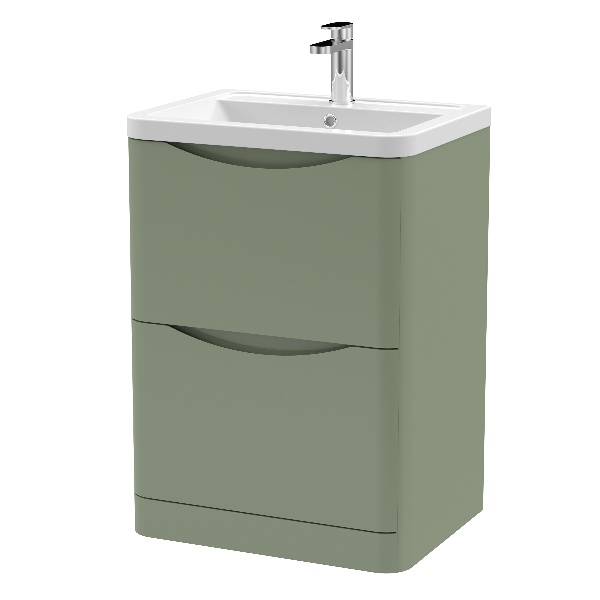 600mm Floor Standing 2 Drawer Vanity & Ceramic Basin