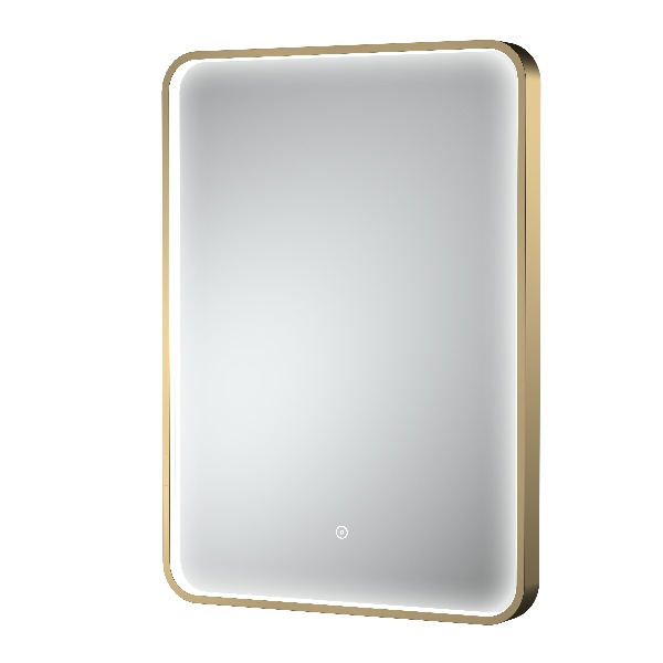 Brushed Brass Frame LED Mirror - 700 x 500mm