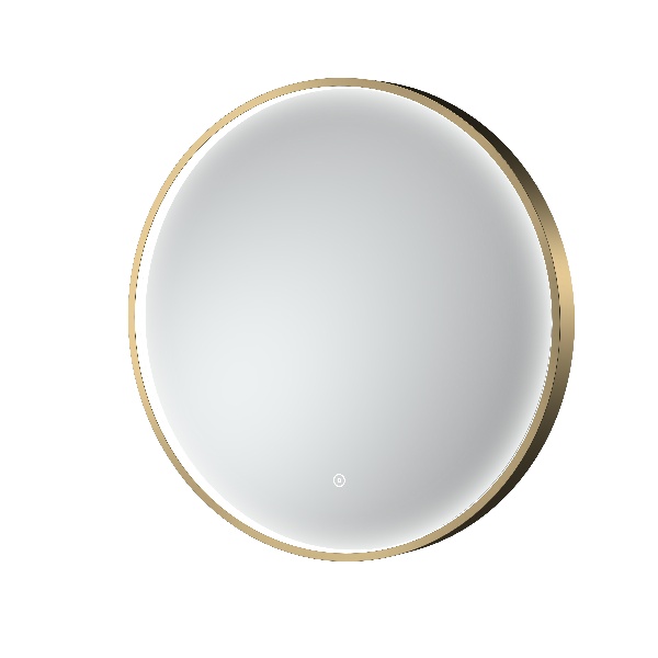 Brushed Brass Frame LED Mirror - 600mm