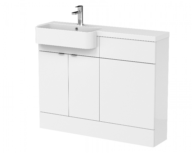 1100mm Combination Unit & Left Hand Semi Recessed Basin