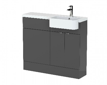 1000mm Combination Unit & Right Hand Semi Recessed Basin