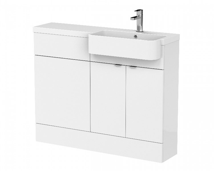 1100mm Combination Unit & Right Hand Semi Recessed Basin