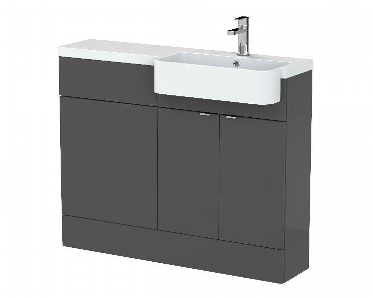 1100mm Combination Unit & Right Hand Semi Recessed Basin