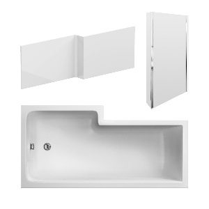 1600mm Right Hand Square Shower Bath Set