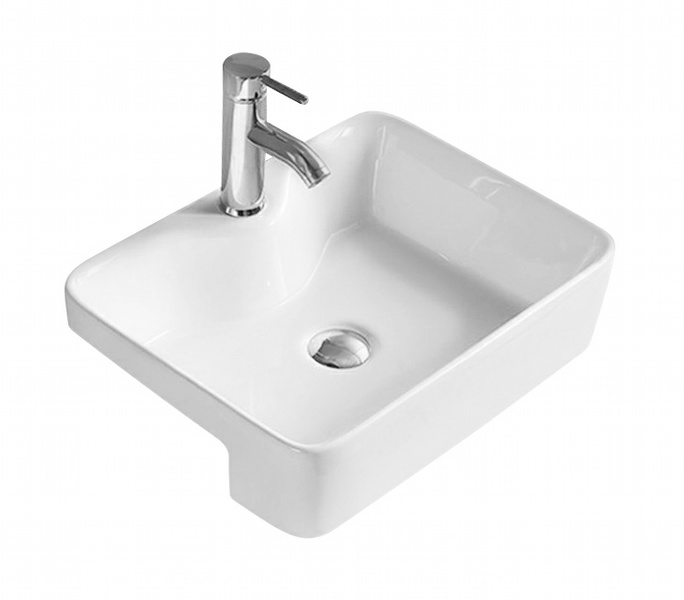 Semi-recessed basin