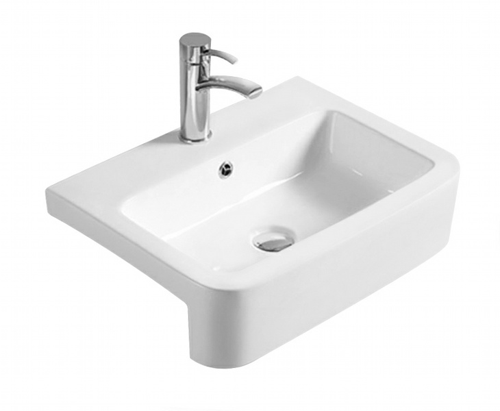 Semi-recessed basin