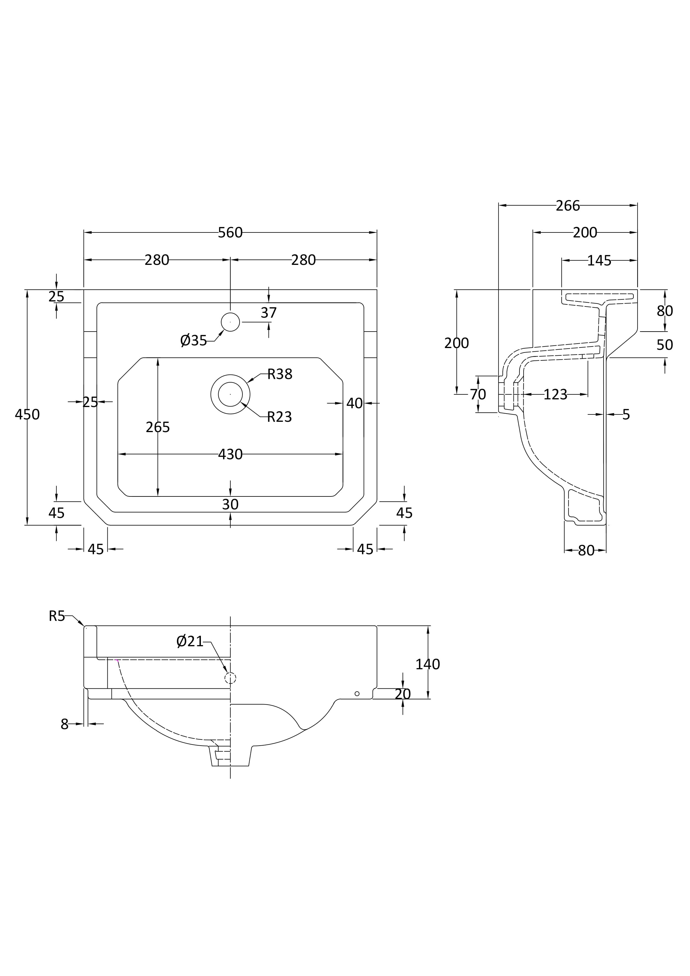 560mm Basin (1 Tap Hole)