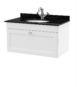 800mm Wall Hung 1 Drawer Vanity & Marble Top 1TH