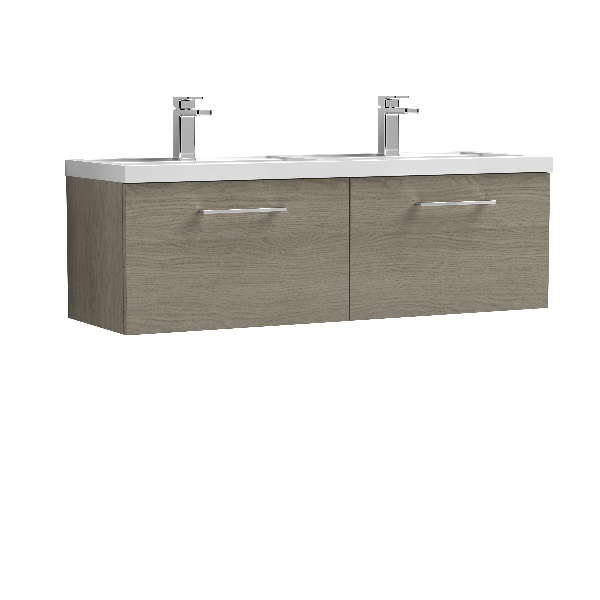 1200mm Wall Hung 2 Drawer Vanity & Double Basin