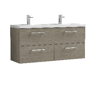 1200mm Wall Hung 4 Drawer Vanity & Double Basin