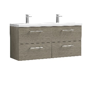 1200mm Wall Hung 4 Drawer Vanity & Double Basin