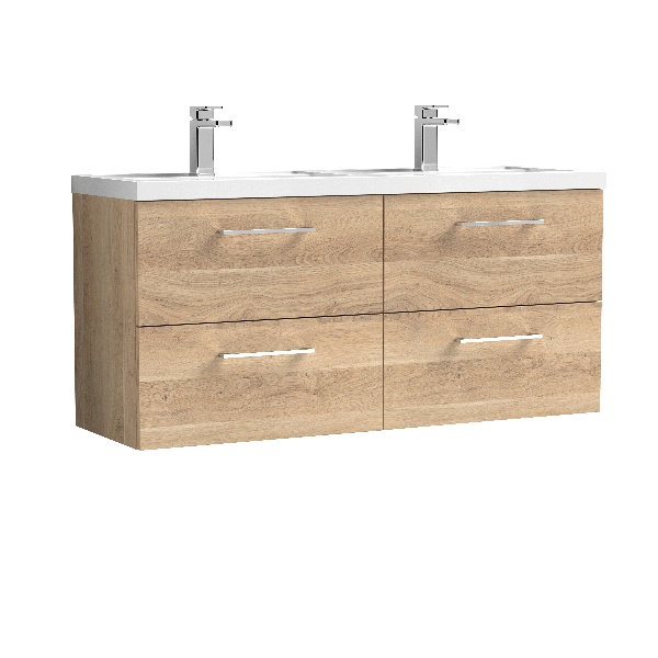 1200mm Wall Hung 4-Drawer Vanity & Double Basin