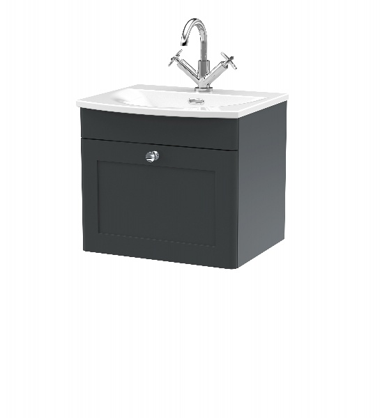 500mm Wall Hung 1-Drawer Unit & Curved Basin