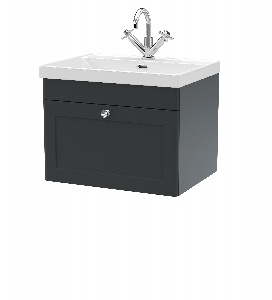 600mm Wall Hung 1-Drawer Vanity with Basin - 1 Tap Hole