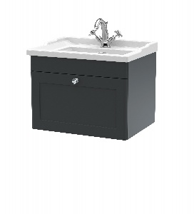 600mm Wall Hung 1 Drawer Vanity & Basin 1TH