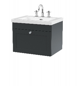 600mm Wall Hung 1-Drawer Vanity with Basin - 3 Tap Hole