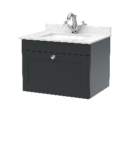 600mm Wall Hung 1 Drawer Vanity & Marble Top 1TH