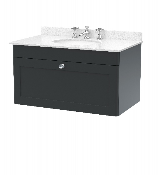 800mm Wall Hung 1 Drawer Vanity & Marble Top 3TH