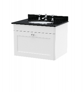 600mm Wall Hung 1 Drawer Vanity & Marble Top 3TH