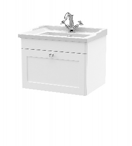 600mm Wall Hung 1 Drawer Vanity & Basin 1TH