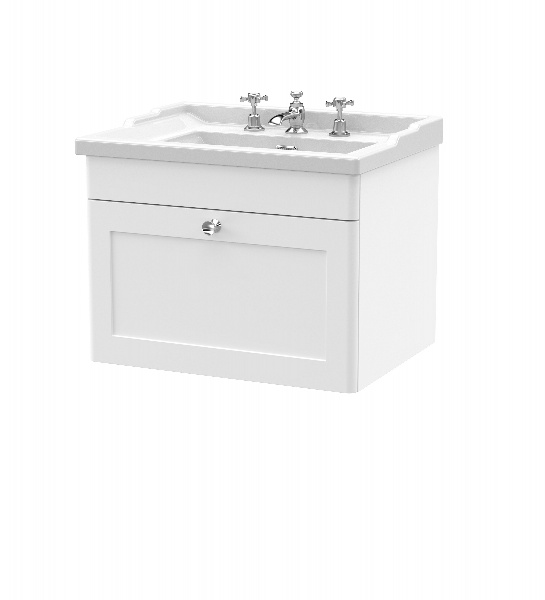 600mm Wall Hung 1 Drawer Vanity & Basin 3TH