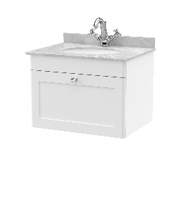 600mm Wall Hung 1 Drawer Vanity & Marble Top 1TH