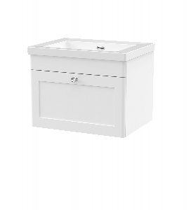 600mm Wall Hung 1-Drawer Vanity with Basin - 0 Tap Hole