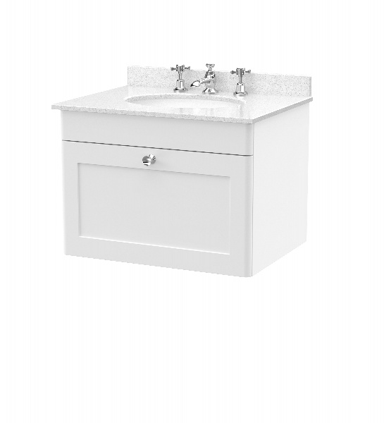 600mm Wall Hung 1 Drawer Vanity & Marble Top 3TH