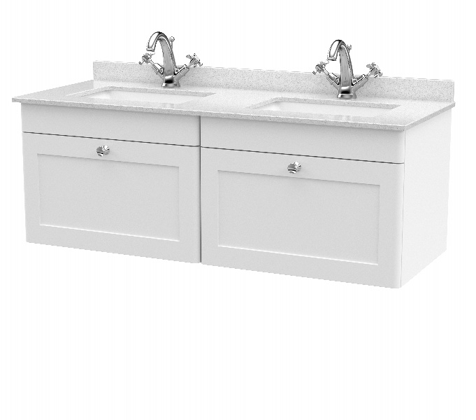 1200mm Wall Hung 2 Drawer Vanity & Marble Top