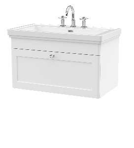 800mm Wall Hung 1-Drawer Vanity & Basin 3TH