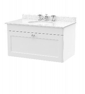 800mm Wall Hung 1 Drawer Vanity & Marble Top 3TH