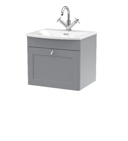 500mm Wall Hung 1-Drawer Unit & Curved Basin