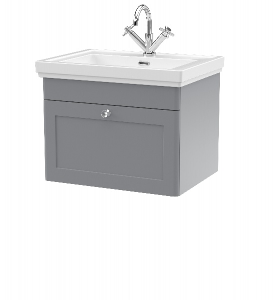 600mm Wall Hung 1-Drawer Vanity & Basin 1TH