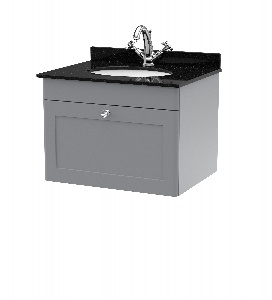 600mm Wall Hung 1 Drawer Vanity & Marble Top 1TH